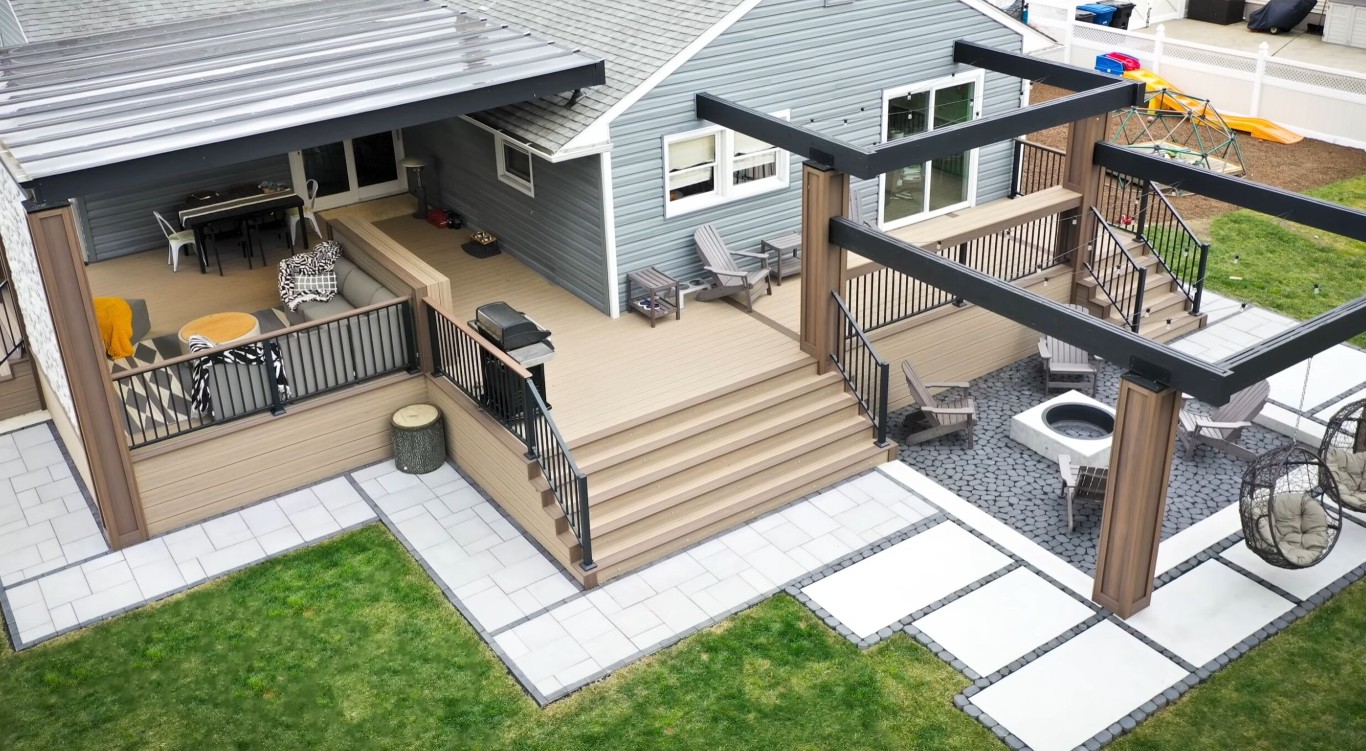 Custom multi-level deck installation in Jurupa Valley, CA